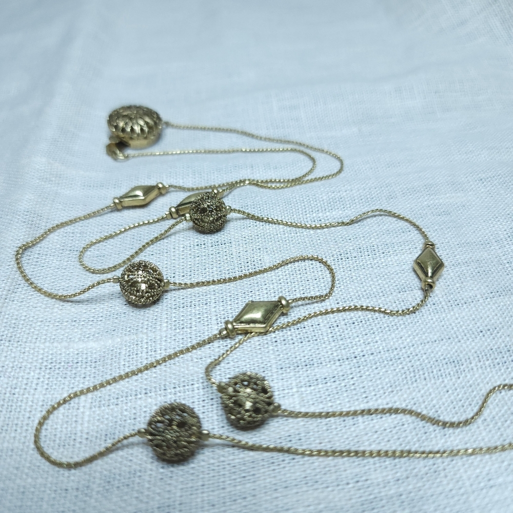 Vintage Gold Tone Necklace Station Chain 34"
